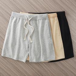 Loose Outer Wear Khaki Solid Color Casual Mens Shorts