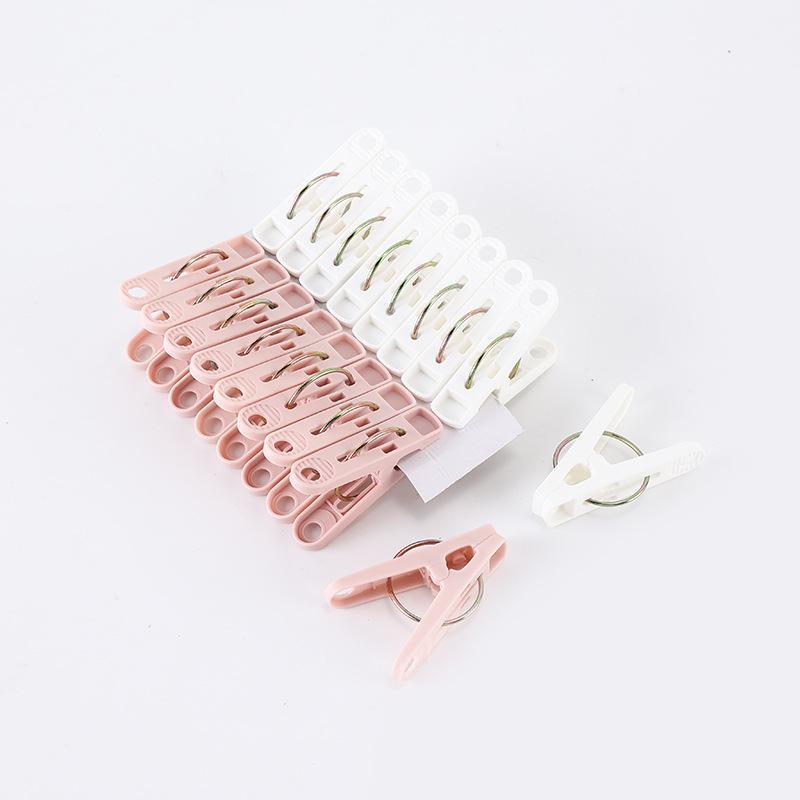 Four-color plastic clothes hanging pins-Nava White-20 pcs-bagged - Option1