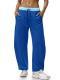 Fisoew Womens Wide Leg Sweatpants Baggy Drawstring Elastic Waisted Travel Track Pants Color Block Joggers With Pockets