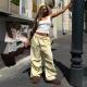Polyester Womens Drawstring Bundle Solid Color Loose Casual Pants
