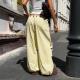 Polyester Womens Drawstring Bundle Solid Color Loose Casual Pants