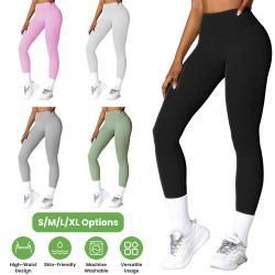 4 Sizes-5 Colors Option -- 1Pc Womens High Waist Workout Leggings Tummy Control Compression Yoga Tight Pants Gym Pants Athletic Running Leggings With 25In Inseam No Front Seam