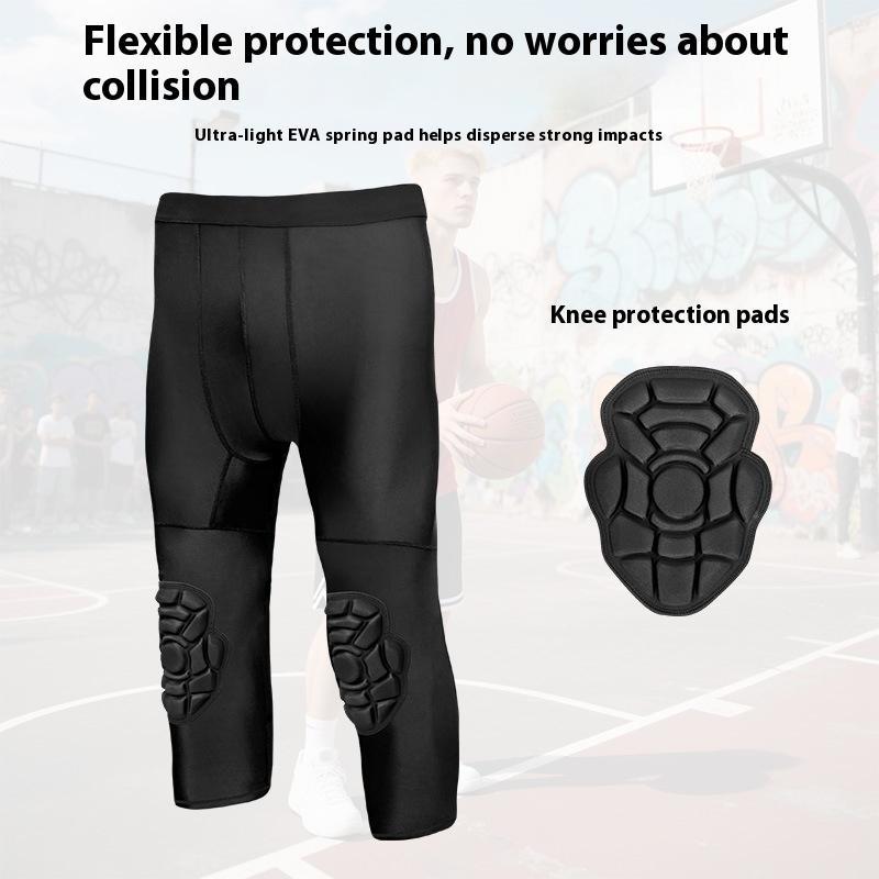 Basketball Tight Cropped Pants Knee Pad Integrated Anti-collision Leggings