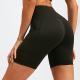 Womens High Waist Yoga Shorts Diagonal Pocket Running Training Quick-drying Tights Stretch Fitness