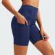 Womens High Waist Yoga Shorts Diagonal Pocket Running Training Quick-drying Tights Stretch Fitness