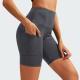 Womens High Waist Yoga Shorts Diagonal Pocket Running Training Quick-drying Tights Stretch Fitness