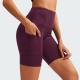 Womens High Waist Yoga Shorts Diagonal Pocket Running Training Quick-drying Tights Stretch Fitness