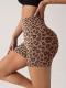 High Waist Leopard-print Shorts Fitness Yoga Shorts