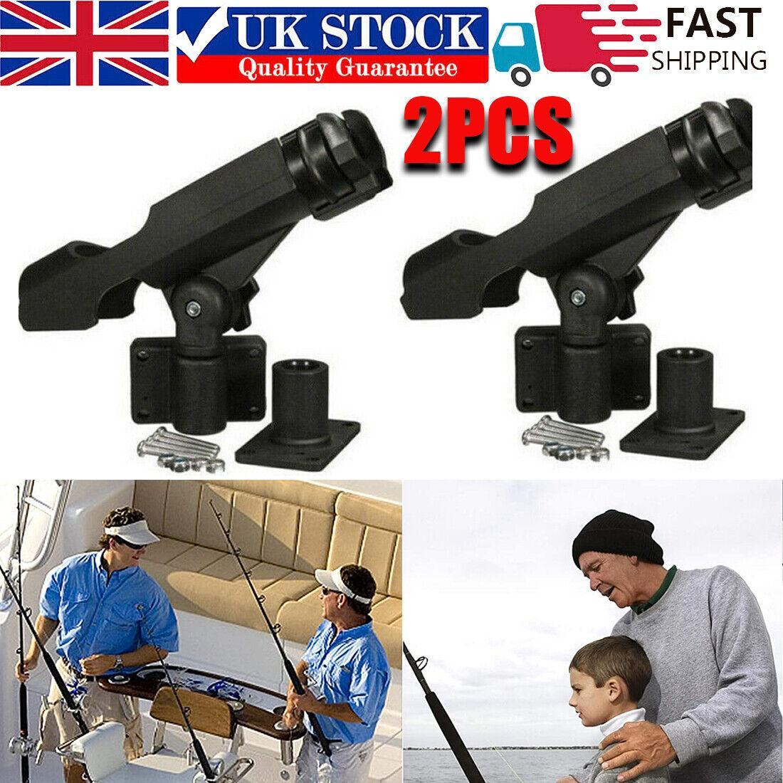 NEW 2pcs Adjustable Fishing Rod Pole Mount Stand Bracket Holder For Kayak Canoe Boat UK