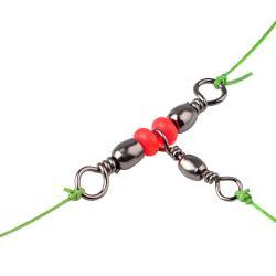 Red Bead Triple Swivel T-Connector Fishing Accessory Figure-Eight Swivel Fishing Gadget