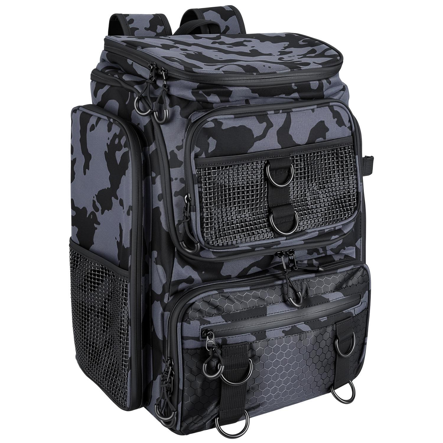 42L 11Gal Fishing Backpack Large Capacity Fishing Tackle Storage Bag With Rod Holders 16 Pocket Water-Resistant With Divider Adjustable Padded Straps For Fishing Gear Outdoor Camping Hiking