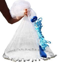 1Pc 2 Size Options 6FT 8FT Radius Fishing Cast Net For Fathers Day Gift Bait Trap Easy Throw Heavy Duty Hand Cast Net With Chain Sinker Bottom Spread