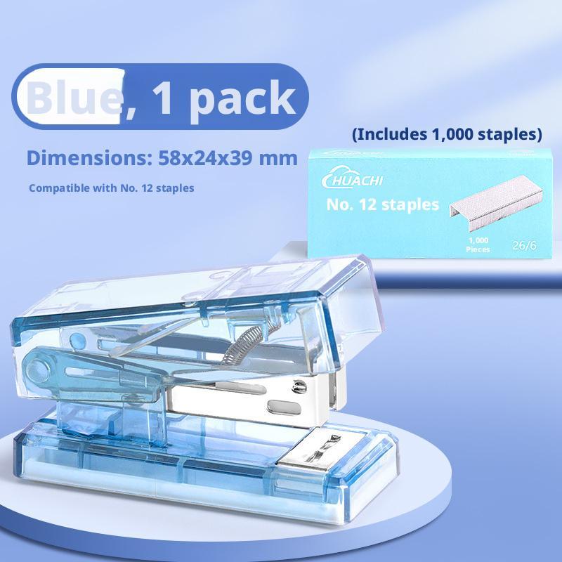 Mini transparent color stapler-blue-1 piece +1 box of staples sent - Option1