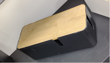 Plug-in wire box-model with cover-black-modified benzene + bamboo cover-30 * 12cm-1 piece - Option1
