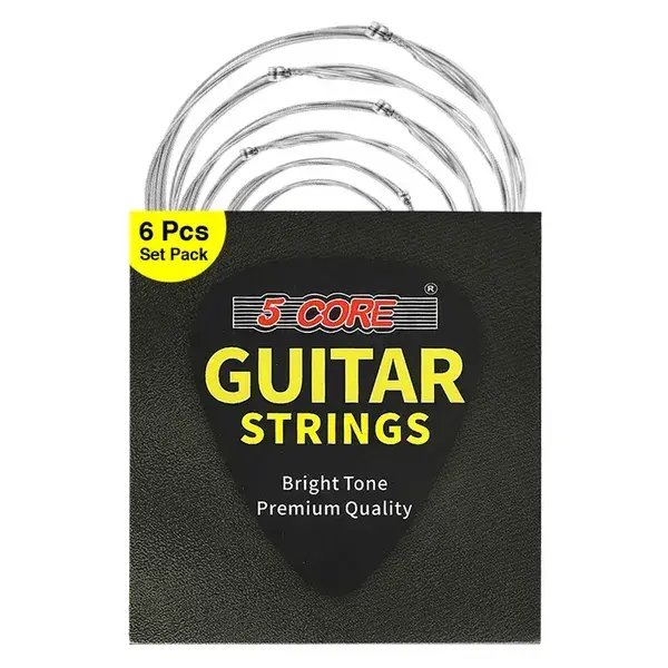 5 Core Acoustic Guitar 6 String Set Light Gauge Steel Carbon Core Bright Powerful Tone Heavy Duty GS AC