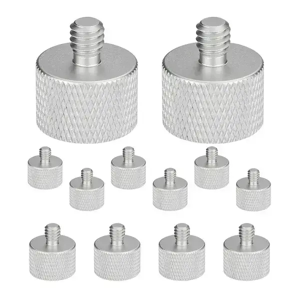 5 Core Mic Stand Adapter 12 Pieces 3/8 Male To 5/8 Female Screw Thread Conversion Connector For Microphone Stands Boom Arms Camera Tripod - MS ADP M SLV 38M-58F 12PCS