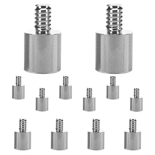 5 Core Mic Stand Adapter 12 Pieces 5/8 Female To 1/4 Inch Male Screw Thread Conversion Connector For Microphone Stands Boom Arms Camera Tripod - 5/8 Female To 1/4 Inch Male - MS ADP M SLV 58-14 12PCS