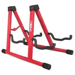 5 CORE Double Guitar Stand Floor Adjustable Heavy Duty A Frame Universal Folding Acoustic Electric Bass Mandolin Banjo Violin Holder Multiple Folding Stands For On Stage Studio Easy Assembly RED