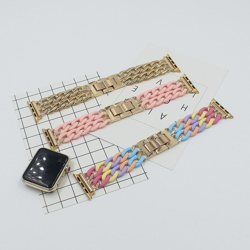 Resin Splicing Metal  Denim Chain Watch Strap