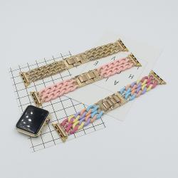 Resin Splicing Metal  Denim Chain Watch Strap