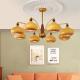 American-style Vintage Walnut Wood Bedroom Chandelier