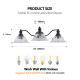 24 Inch 3-Light Vintage Bathroom Wall Sconce Elegant Black Metal And Glass Lampshade Vanity Light Fixture For Bathroom, Hallway, Or Bedroom Bulb Not Included