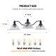 24 Inch 3-Light Vintage Bathroom Wall Sconce Elegant Black Metal And Glass Lampshade Vanity Light Fixture For Bathroom, Hallway, Or Bedroom Bulb Not Included