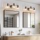 24 Inch 3-Light Vintage Bathroom Wall Sconce Elegant Black Metal And Glass Lampshade Vanity Light Fixture For Bathroom, Hallway, Or Bedroom Bulb Not Included