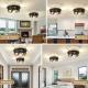 2-Light Black Flush Mount Ceiling Light Fixture,13 In Light Fixtures Ceiling Mount For Hallway,Hall,Kitchen,Farmhouse  2 Pack No Bulbs