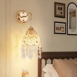 Set Of 2 Gold Frame And Crystal Grape-Shaped Bead String Wall Sconces , E12 Bulb Socket, Elegant Hanging Light Fixture For Living Room, Bedroom, Hallway  Bulb Not Included