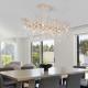 Modern Rectangular Chandelier, 49.2in Gold Crystal Tree Branch Chandelier 14 Lights Luxury Raindrop Light For Dining Room, Kitchen Island, Living Room Bulb Is Not Including