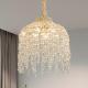 16 Inch 5-Light Crystal Pendant Light Chandelier- Elegant Waterfall Design With Grape-Shaped Crystal Bead Strings And Gold Finish For Living Room, Bedroom, Or Dining Area  Bulb Not Included