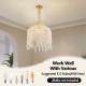 16 Inch 5-Light Crystal Pendant Light Chandelier- Elegant Waterfall Design With Grape-Shaped Crystal Bead Strings And Gold Finish For Living Room, Bedroom, Or Dining Area  Bulb Not Included