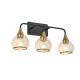 23in Modern 3-Light Vanity Wall Sconce - Black And Gold Bathroom Light Fixture With Clear Glass Shades, Industrial Wall Mounted Lamp For Mirror, Vanity, And Living Spaces Bulb Not Included