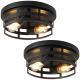 2-Light Black Flush Mount Ceiling Light Fixture,11 In Light Fixtures Ceiling Mount For Hallway,Hall,Kitchen,Farmhouse  2 Pack No Bulbs