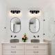 3 Light Bathroom Vanity Light, Matte Black Bathroom Light Fixtures With Clear Glass Shade, Vanity Light Fixtures Over Mirror For Bedroom Living Room NO BULBS