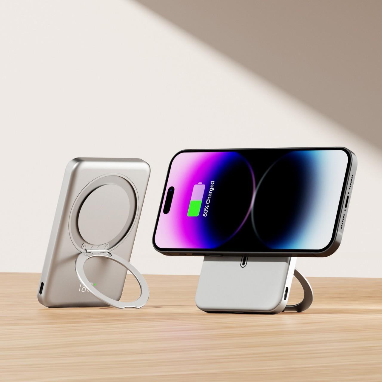 Magnetic Suction With Rotating Bracket Digital Display Power Bank