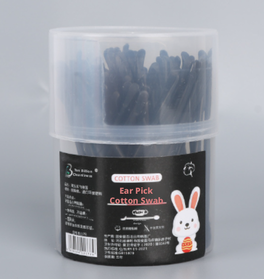 Double-ended earpick cotton swabs-black-100 sticks-1 box - Option1