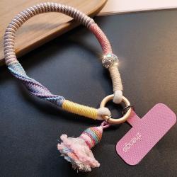 Contrast-color Tassel Pendant Hand-woven Sturdy And Durable Phone Lanyard