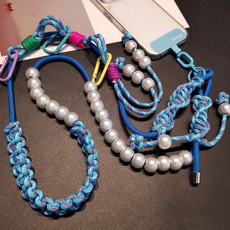 Long Crossbody Anti-Lost Wear-Resistant Durable Contrasting Color Braided PhoneCamera Lanyard