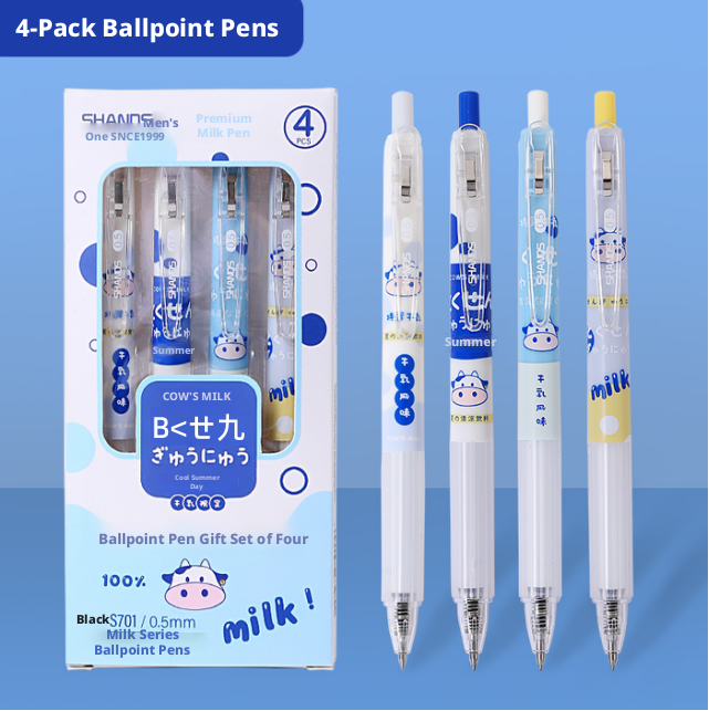 Cow press gel pen-milk series-mixed-4 pcs - Option1