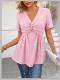 Womens Solid Color Simple Loose Round Neck Short Sleeve