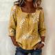 Womens Square-neck Three-quarter-sleeve Printed Blouse