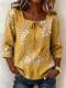 Womens Square-neck Three-quarter-sleeve Printed Blouse