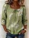 Womens Square-neck Three-quarter-sleeve Printed Blouse