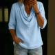 Womens Solid-Color Crew-Neck Casual Shirt