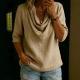 Womens Solid-Color Crew-Neck Casual Shirt