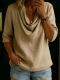 Womens Solid-Color Crew-Neck Casual Shirt