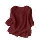 Embroidered Linen Cotton Round Neck Blouse, Casual Summer Top