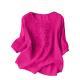 Embroidered Linen Cotton Round Neck Blouse, Casual Summer Top